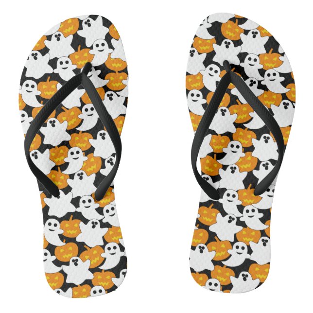 Ghost und Pumpkin Halloween-Muster Flip Flops (Fußbett)