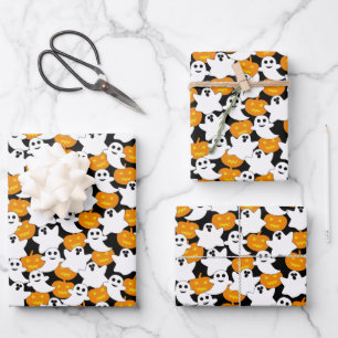 Ghost und Pumpkin Halloween-Muster Geschenkpapier Set