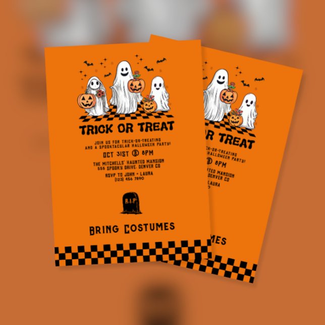 Ghost und Pumpkin Trick oder Treat Halloween-Party Einladung (Von Creator hochgeladen)