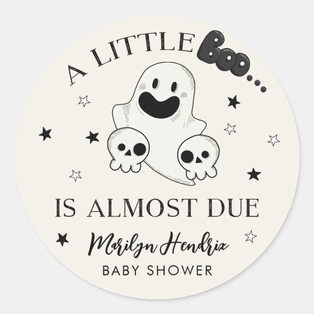 Ghost und Skulls Halloween Little Boo Baby Dusche Runder Aufkleber (Vorderseite)