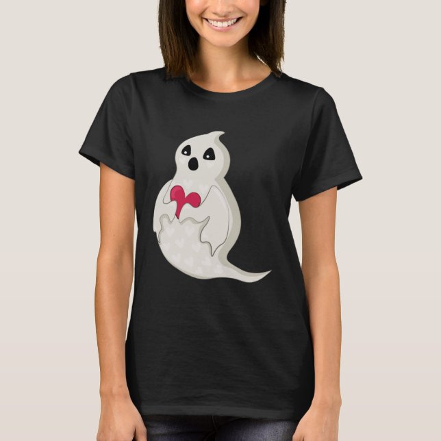 Ghost Valentinstag Niedlich Funny Ghost Valentines T-Shirt (Vorderseite)