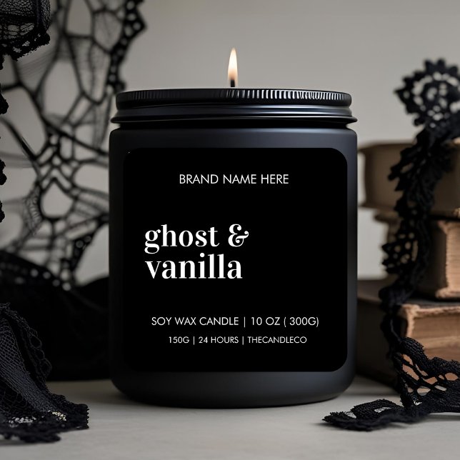 Ghost & Vanilla Candle | Benutzerdefiniert Schwarz Quadratischer Aufkleber (Von Creator hochgeladen)