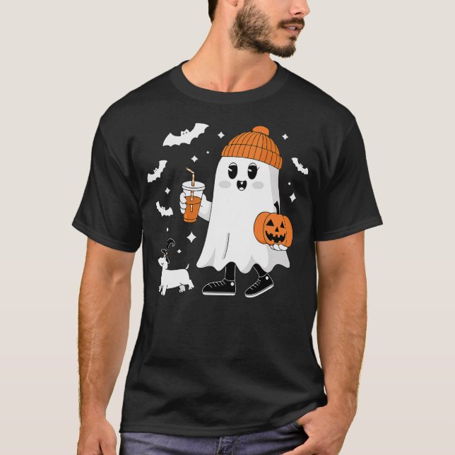 Ghost Walking Dachshund Spooky Season Halloween Do T-Shirt (Vorderseite)