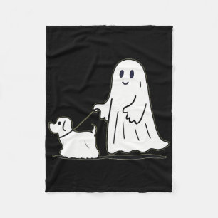 Ghost Walking Dog Ghostie Funny Halloween Hund Lie Fleecedecke