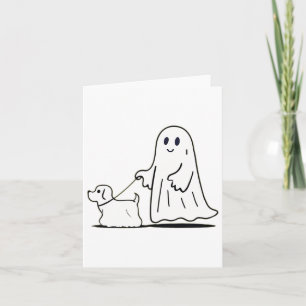 Ghost Walking Dog Ghostie Funny Halloween Hund Lie Karte