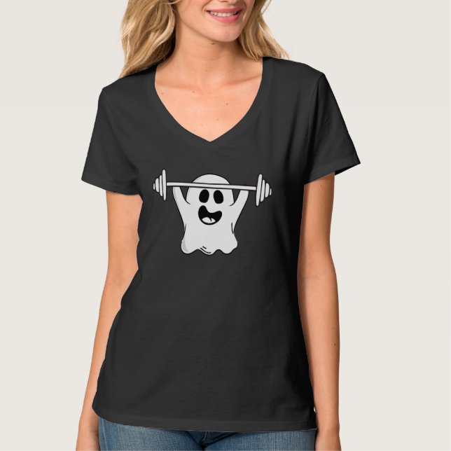 Ghost Weightlifting Halloween Fitness Gym Workout T-Shirt (Vorderseite)