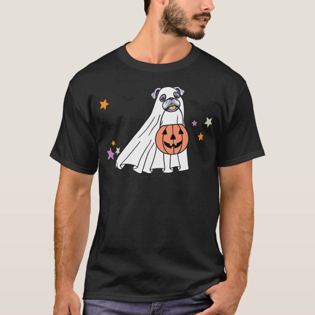 Ghost White English Bulldog Boo Dog Lover Hallowee T-Shirt (Vorderseite)