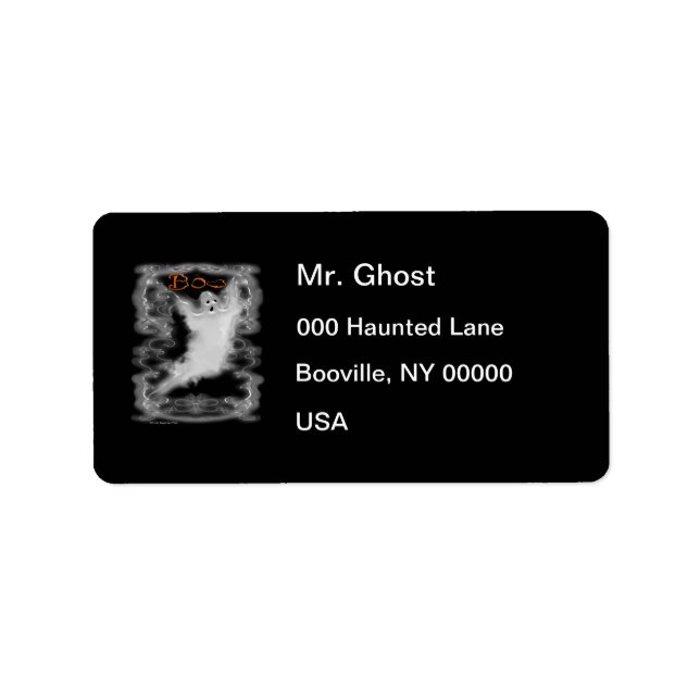 Ghost White Scroll Border Adressaufkleber (Vorne)