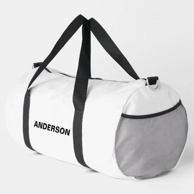 Ghost White Solid Color Individuelle Name Duffle Bag (Rechte Ecke)