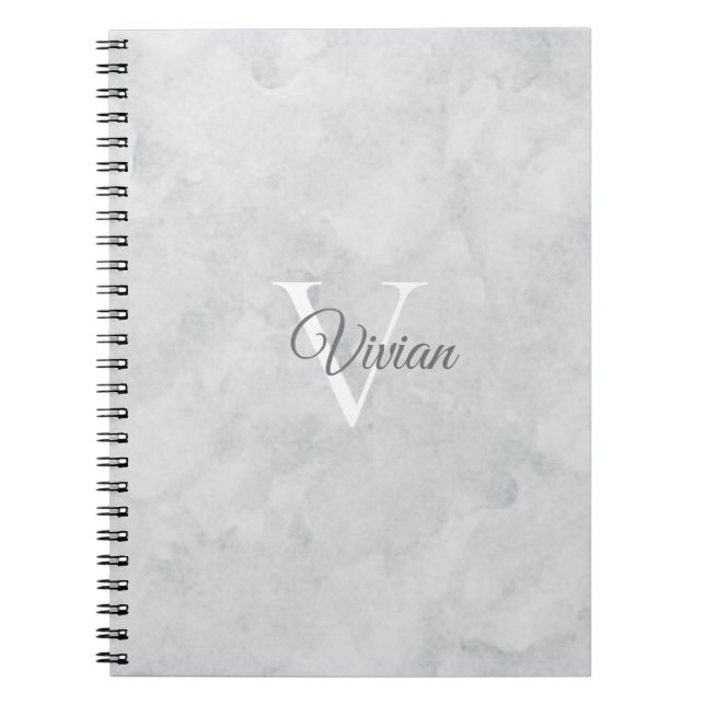 Ghost White Watercolor Monogram Name Notebook Notizblock (Vorderseite)