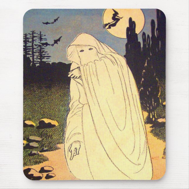 Ghost Witch Bat Moon Spirit Mousepad (Vorne)
