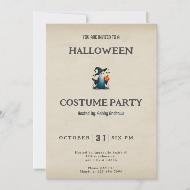 Ghost Witches Hat Book Tome Vintages Halloween Einladung (Vorderseite)