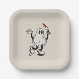 Ghost with blood knife pappteller