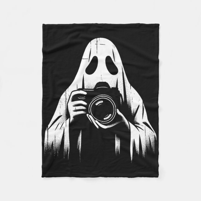 Ghost with Camera - Creepy Fotografy Halloween L Fleecedecke (Vorderseite)