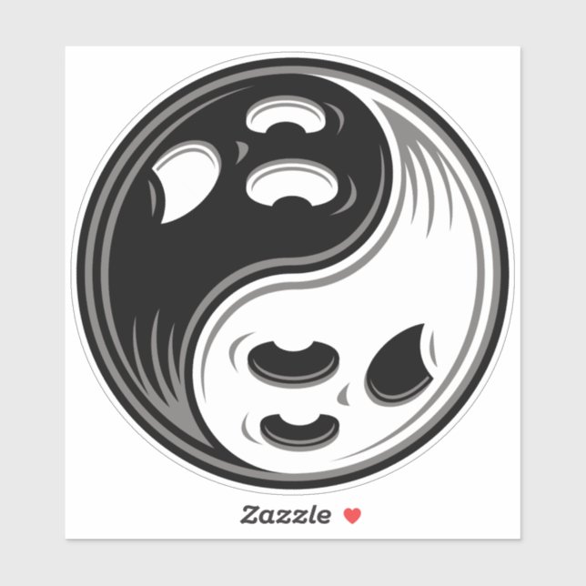 Ghost Yin Yang Black und White Aufkleber (Blatt)