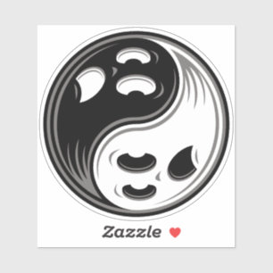 Ghost Yin Yang Black und White Aufkleber