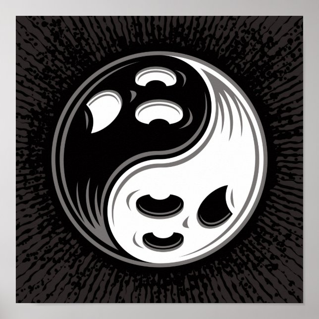 Ghost Yin Yang Black und White Poster (Vorne)