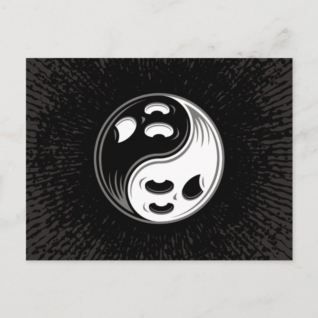 Ghost Yin Yang Black und White Postkarte (Vorderseite)