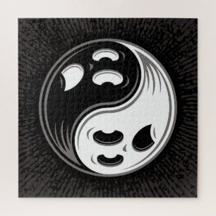 Ghost Yin Yang Black und White Puzzle