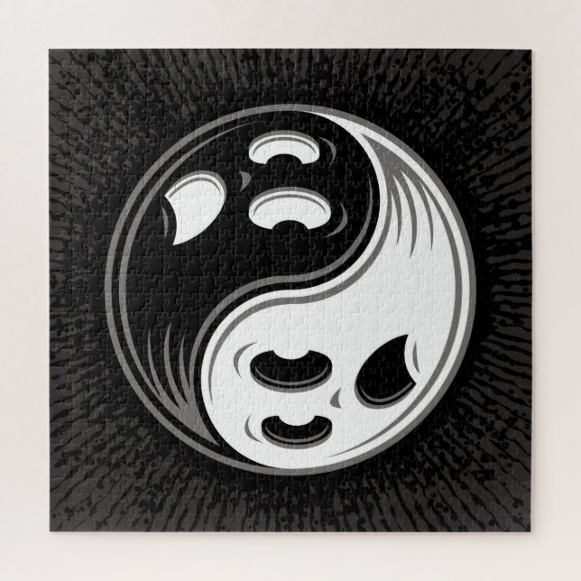 Ghost Yin Yang Black und White Puzzle (Vertikal)