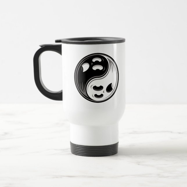Ghost Yin Yang Black und White Reisebecher (Links)