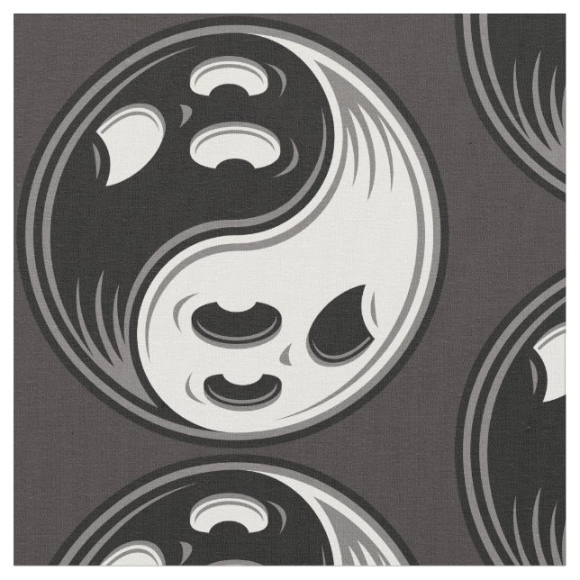 Ghost Yin Yang Black und White Stoff (Nahaufnahme)