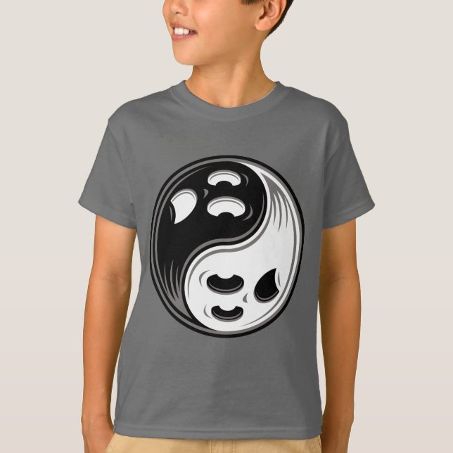 Ghost Yin Yang Black und White T-Shirt (Vorderseite)