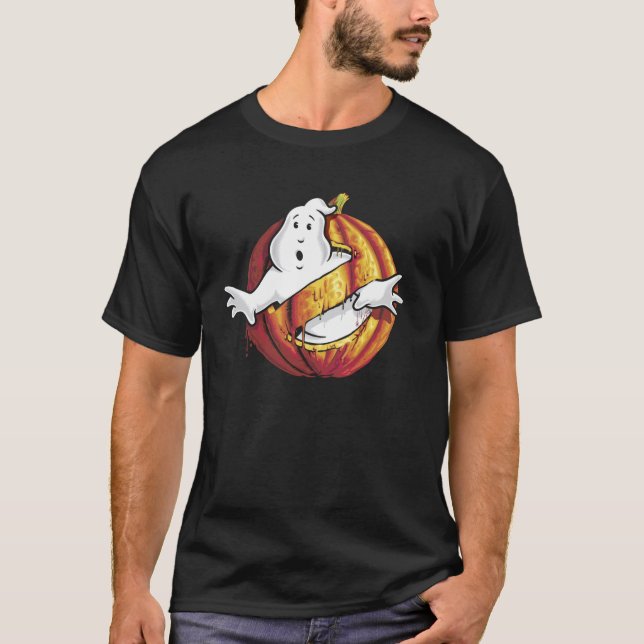 Ghostbusters Classic Logo Halloween-Kürbis-Pullove T-Shirt (Vorderseite)