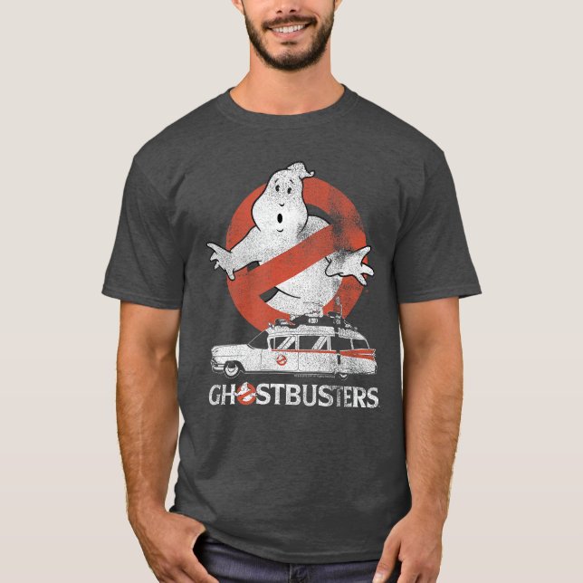 Ghostbusters No Ghost with Ectomobile Retro Movie  T-Shirt (Vorderseite)