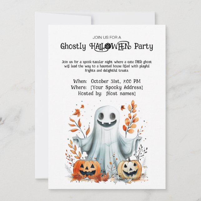Ghosted Halloween-Party Einladung (Vorderseite)