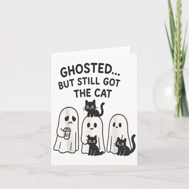 Ghosted noch Got Cat Funny Halloween Kostüm Karte (Vorderseite)