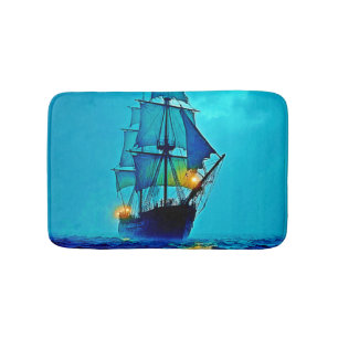 Ghosted Tall Ship Sea Voyage Design Badematte
