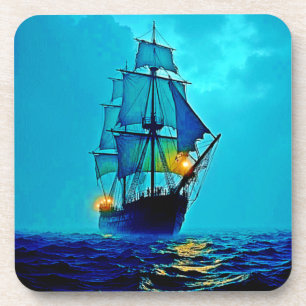 Ghosted Tall Ship Sea Voyage Design Getränkeuntersetzer