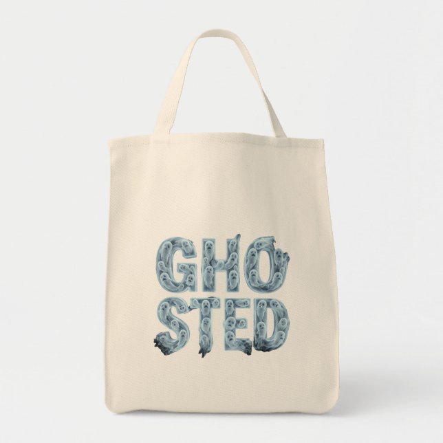 Ghosted Translucent Ghost-Typografie Lustiger Dati Tragetasche (Vorne)