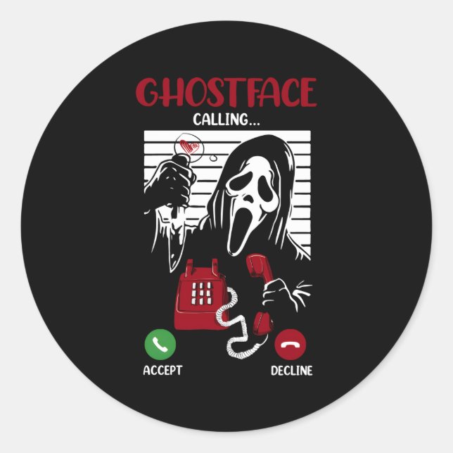 Ghostface Calling Halloween Ghost Beängstigend für Runder Aufkleber (Vorderseite)