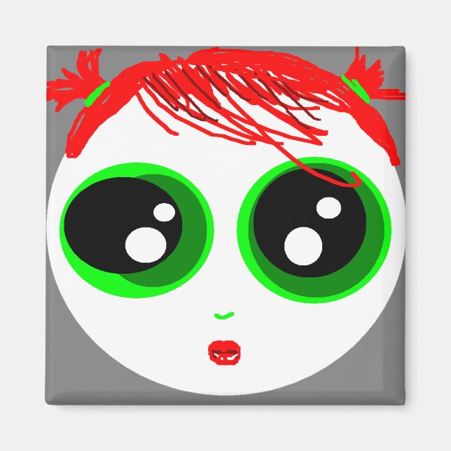 Ghostie Girl Magnet (Grau) (Vorne)