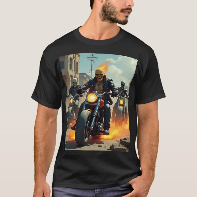  "Ghostly Bikers in Flames T-Shirt (Vorderseite)