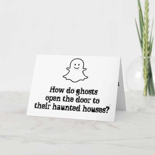 GHOSTLY COMEDIAN FÜR HALLOWEEN FEIERTAGSKARTE (Vorderseite)