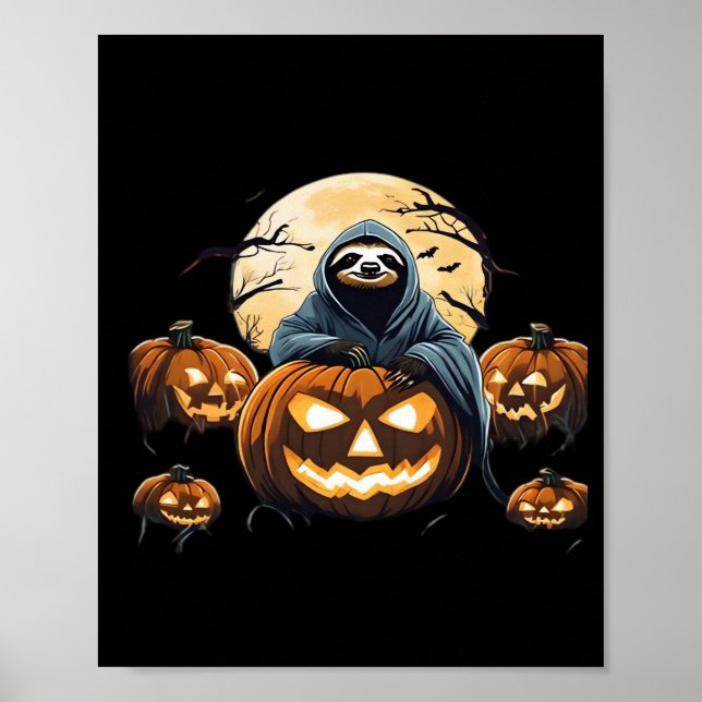 Ghostly Sloth's Midnight Haunt Classic T-Shirt Poster (Vorne)