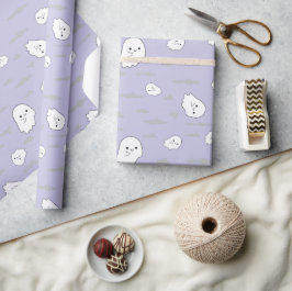 Ghosts and Clouds Halloween Gift Wrapping Paper Geschenkpapier
