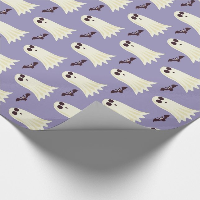 Ghosts & Bats Lilac Halloween Geschenkpapier (Ecke)