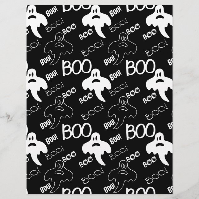 Ghosts Black & White Halloween Gemustert Paper (Vorderseite)
