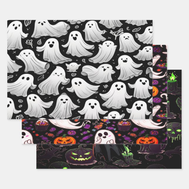 Ghosts Everywhere Spooky Fun Halloween Szene Geschenkpapier Set (Set)