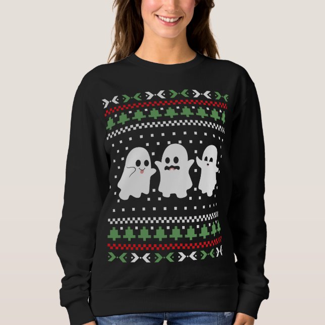 Ghosts Halloween Christmas Ugly Sweater Sweatshirt (Vorderseite)