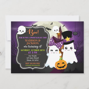 Ghosts Halloween Geburtstagseinladung für Zwilling Einladung