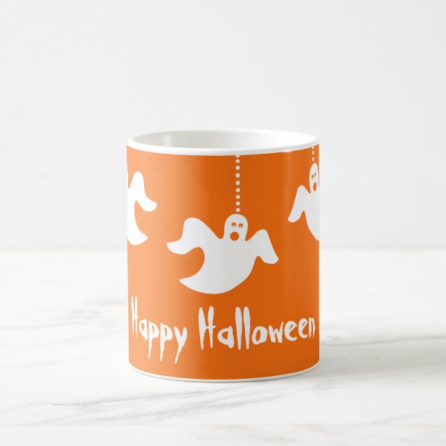 Ghosts Halloween-Tasse, Orange Kaffeetasse (Mittel)