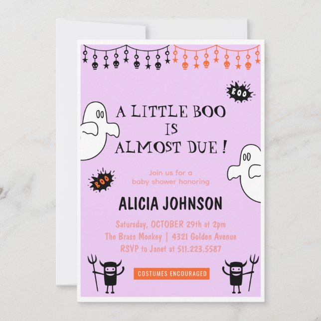 Ghosts Little boo Halloween Babydusche Einladung (Vorderseite)