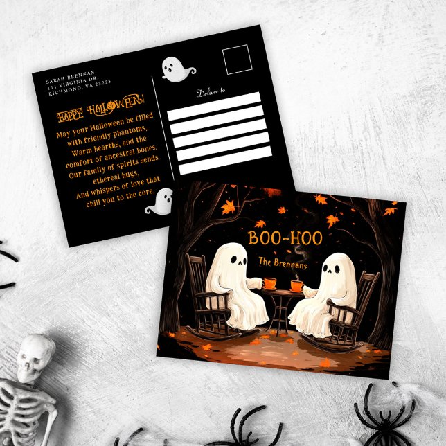 Ghosts October Spooky Halloween Gruß Feiertagspostkarte (Ghosts October Spooky Halloween Greeting Holiday Postcard)