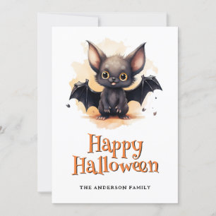 Ghosts Pumpkins Bat Happy Halloween Card Feiertagskarte