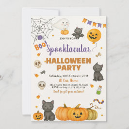 Ghosts, Pumpkins und Kostümbashcard Einladung